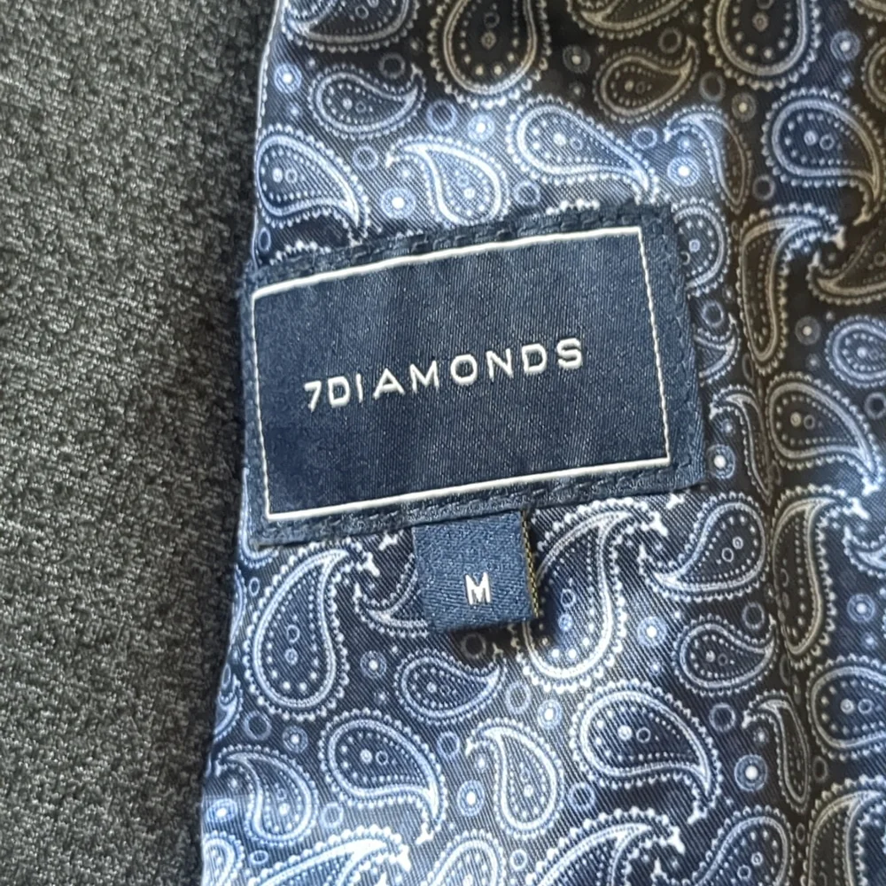 7Diamonds‎ Fit Sport Coat Blazer Medium Charcoal Black Royal Blue EXCELLENT COND
